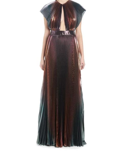 givenchy metallic-ombre plisse cutout gown|Givenchy Metallic.